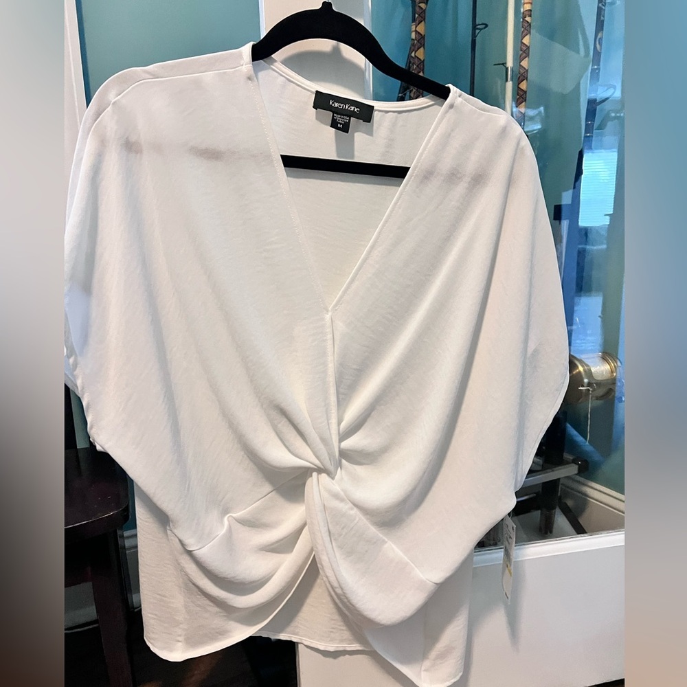 Karen Kane Ivory Twist Front Top